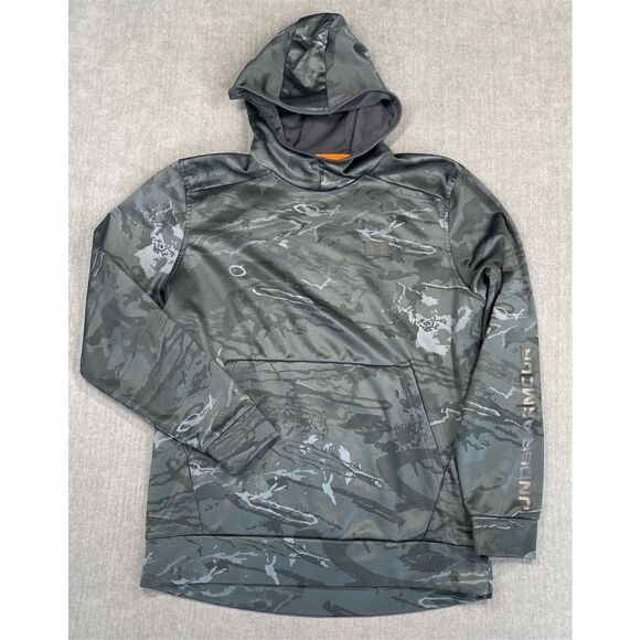 Under Armour Other - Under Armour Hoodie Men L Black Camo Pullover Sweatshirt Athletic Hunting Casual